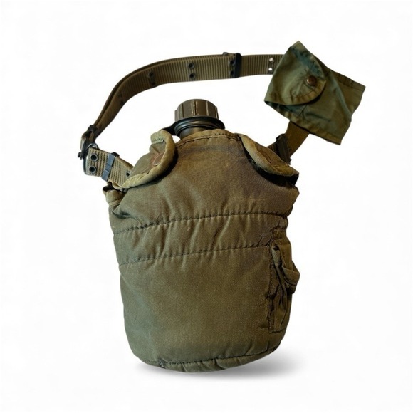 Unbranded Other - Tactical 10" Canteen Green Water Bottle w/ Insulated Cover 5"Pouch 33"Belt Strap